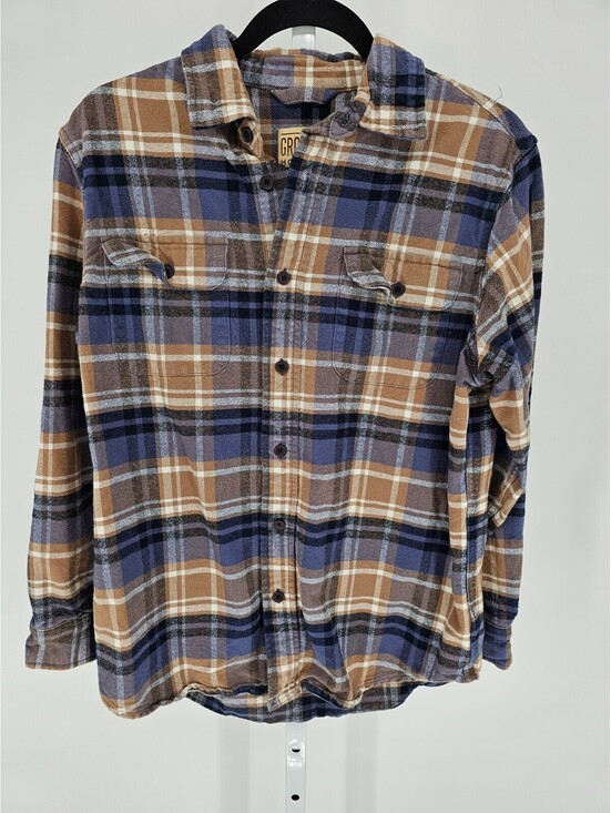 Other - Grove & Hollow Mens Sz M Long Sleeve Button Up Flannel Shirt Purple Beige Plaid